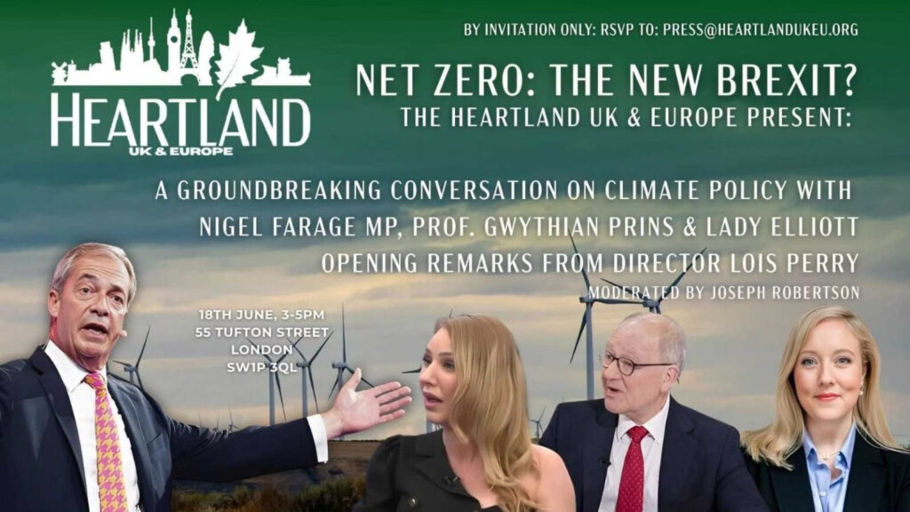 Invite from the Heartland Institute for a panel where Nigel Farage is speaking